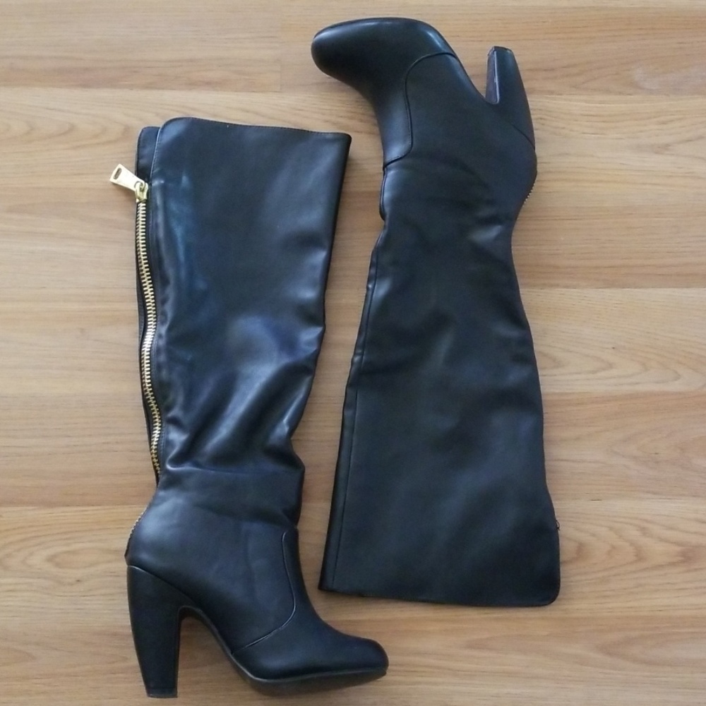 Bamboo black knee high boots